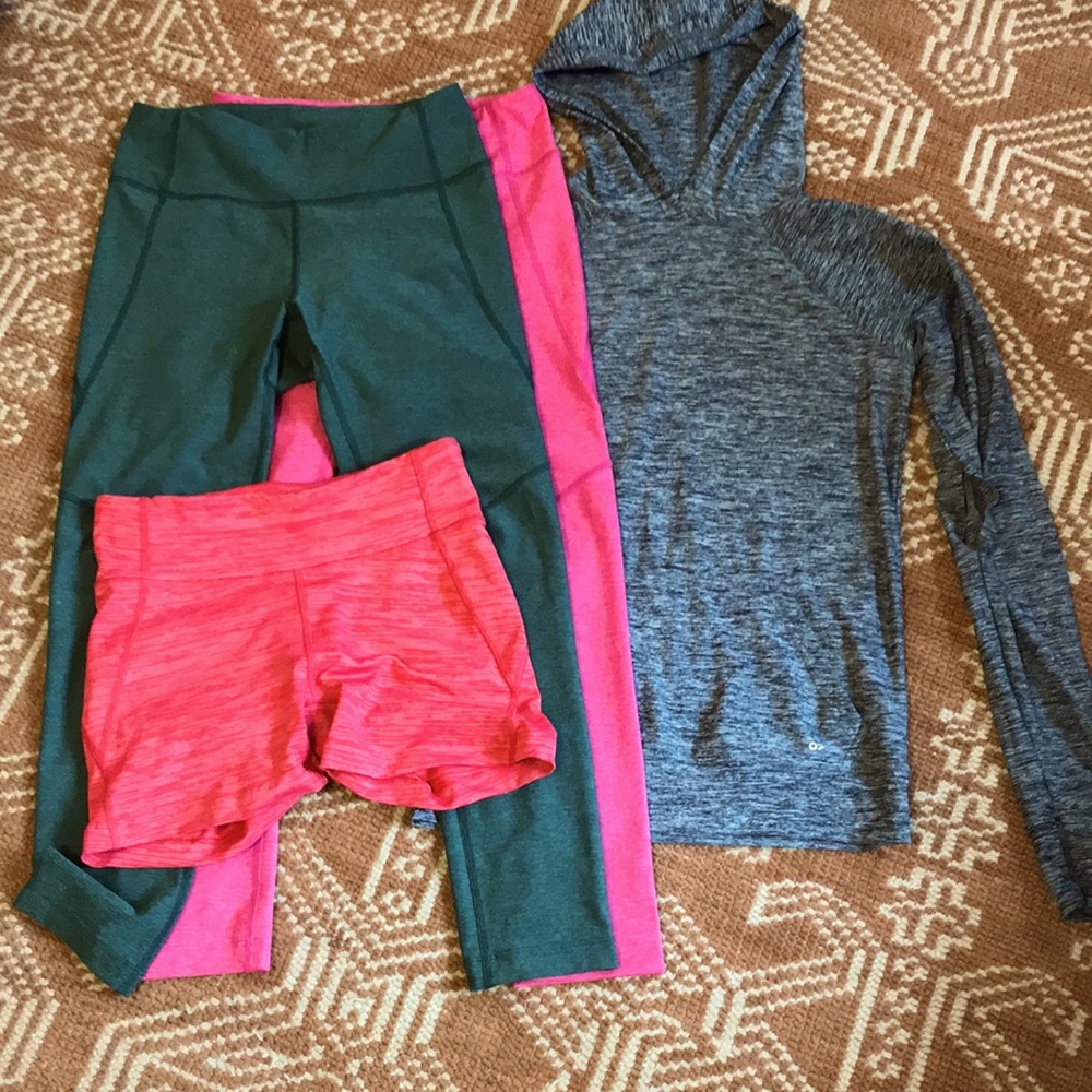 Outdoor voices xs/small 2x warmup leggings, hoodie